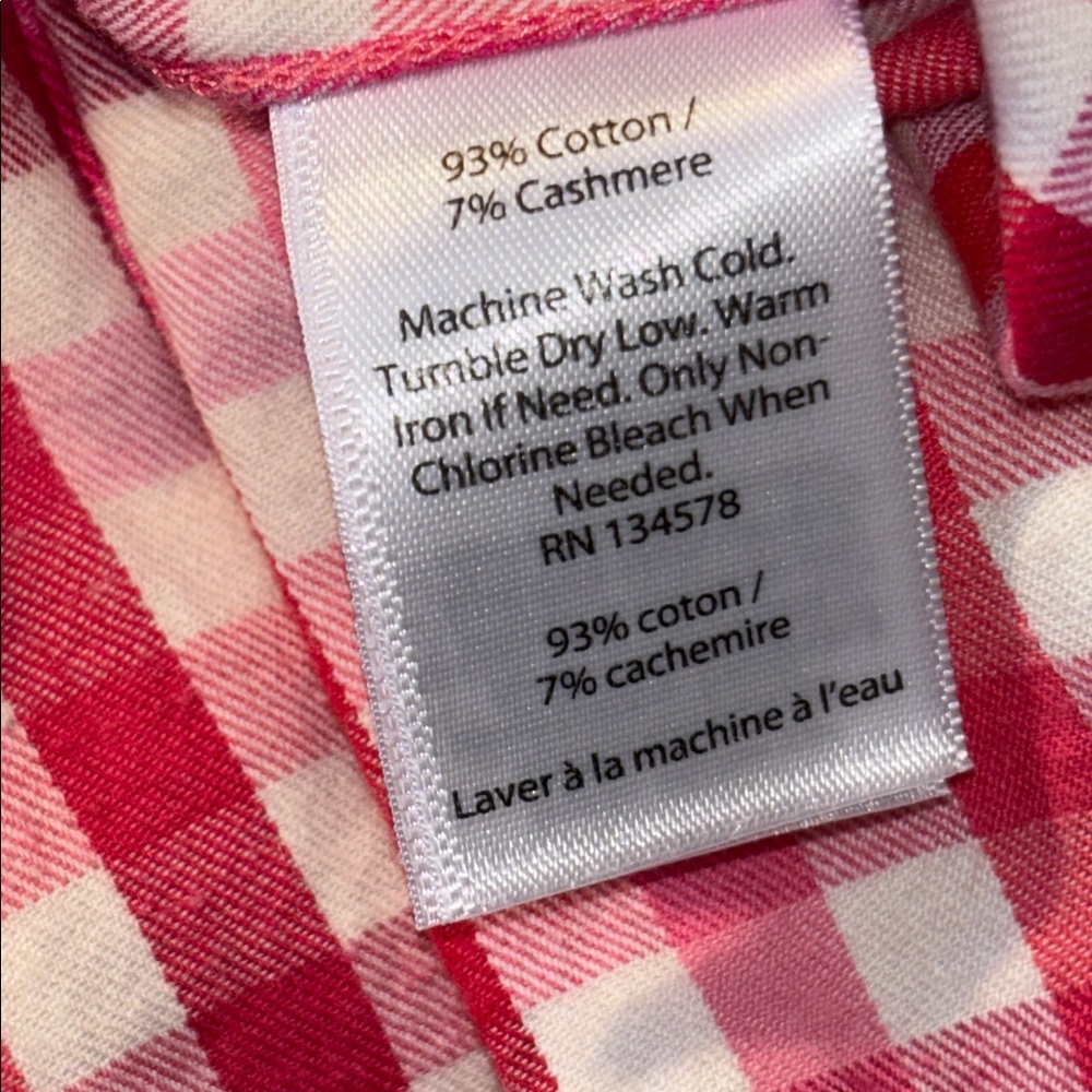 Vineyard Vines Red & Pink Plaid Button Down Shirt, Cashmere Cotton, Size 00, EUC - Picture 8 of 12